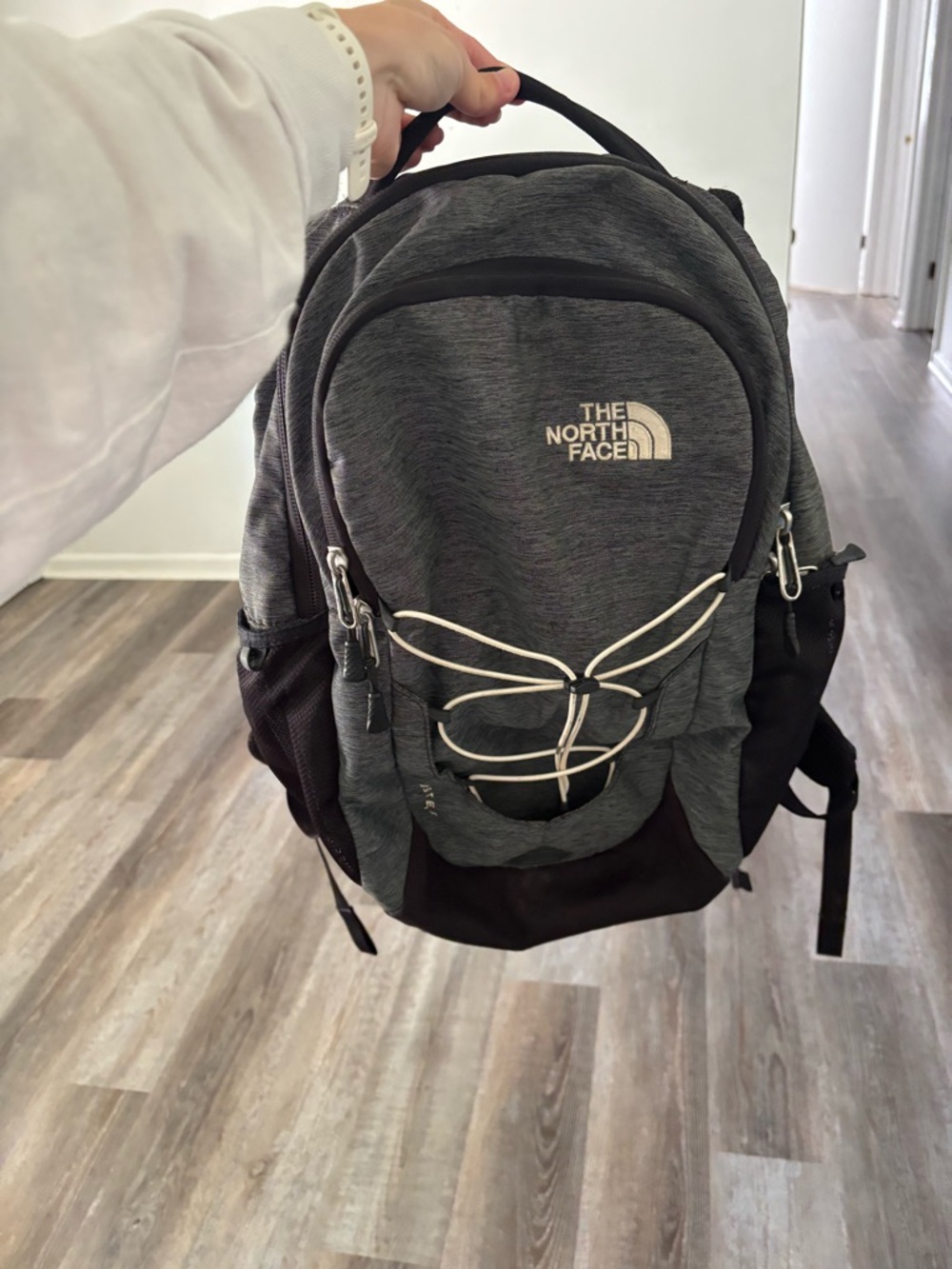 The North Face Gray & Black Backpack with Front Bungee